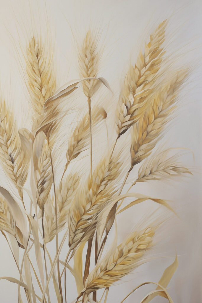 Painting of wheat on a white background