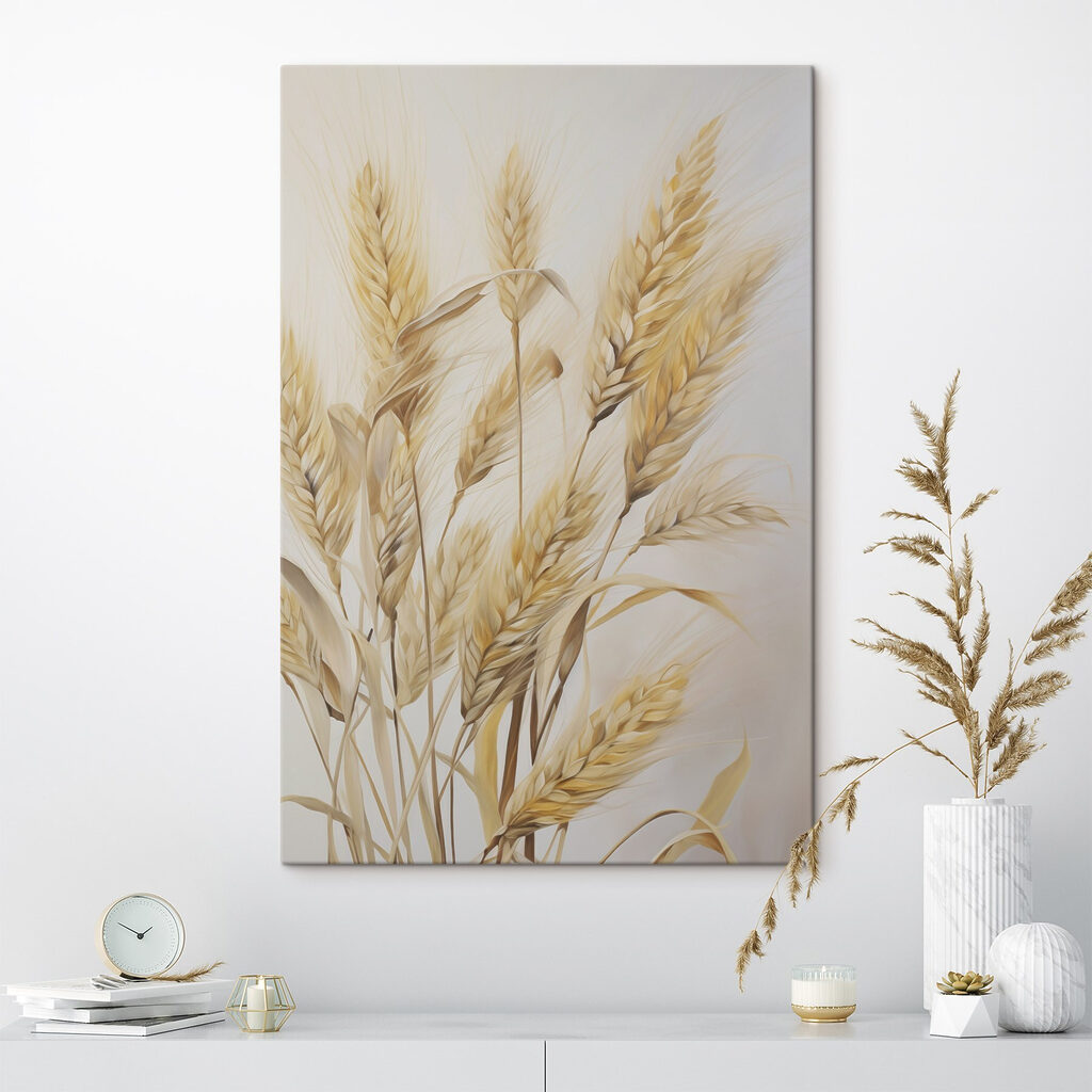Painting of wheat on a white background