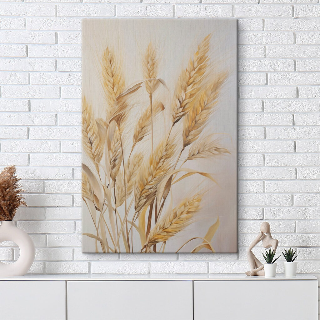 Painting of wheat on a white background