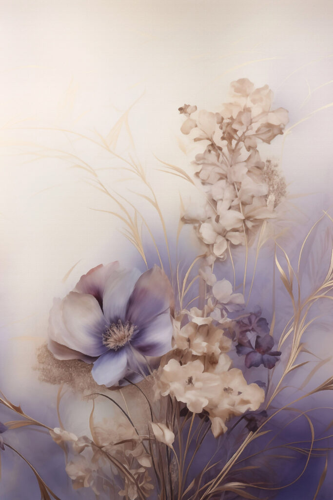 Painting of flowers on a white background Painting of flowers on a white background