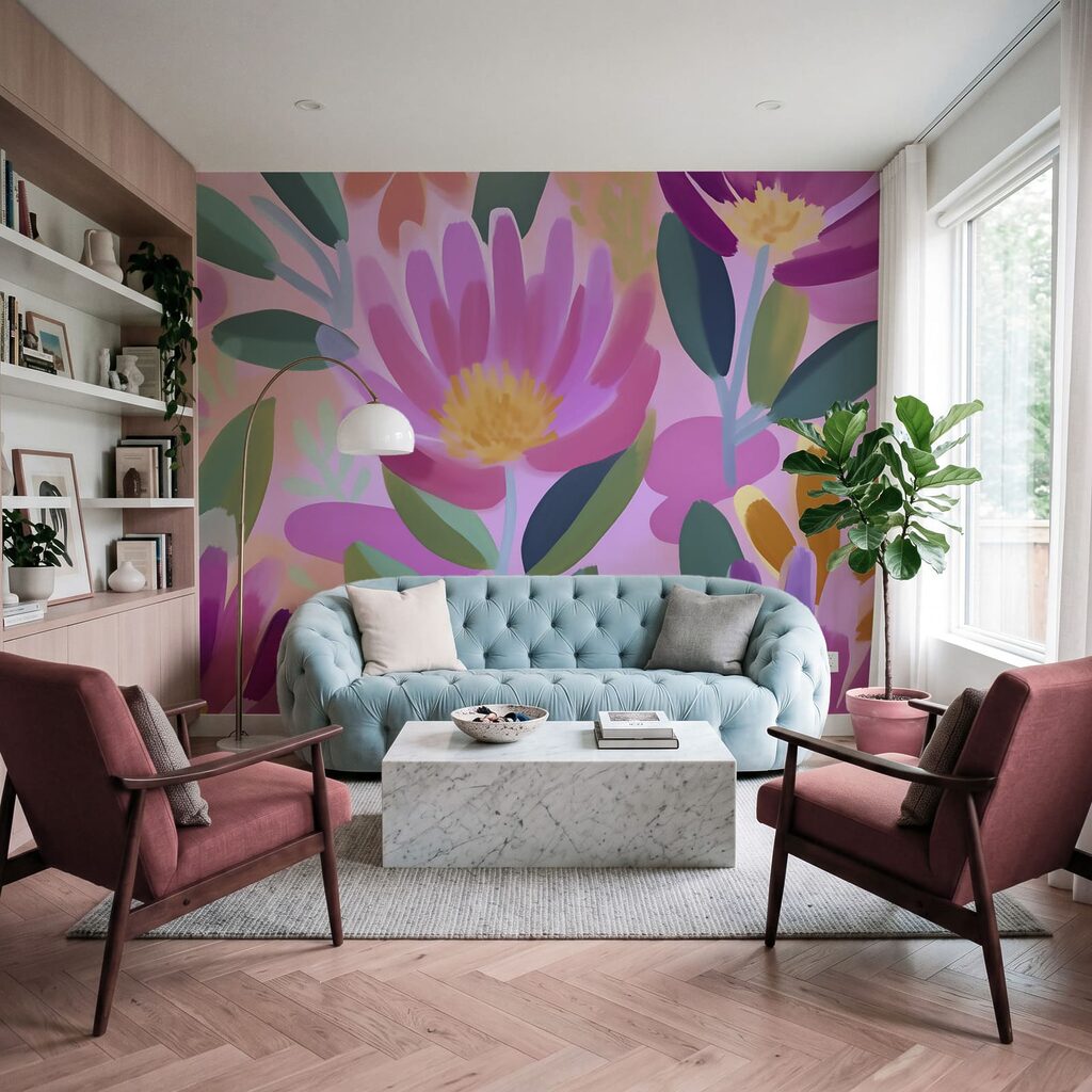Bunte Blumen und Blätter