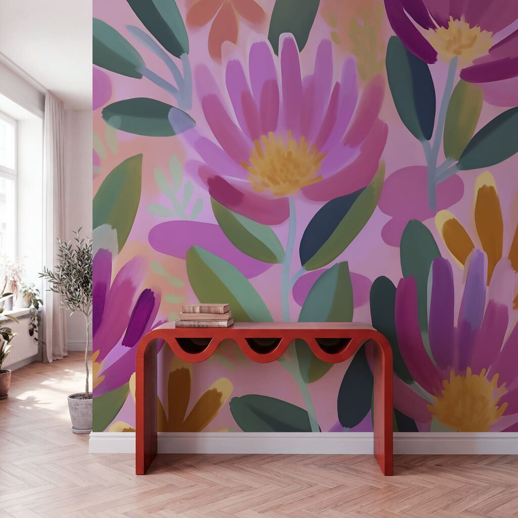 Bunte Blumen und Blätter