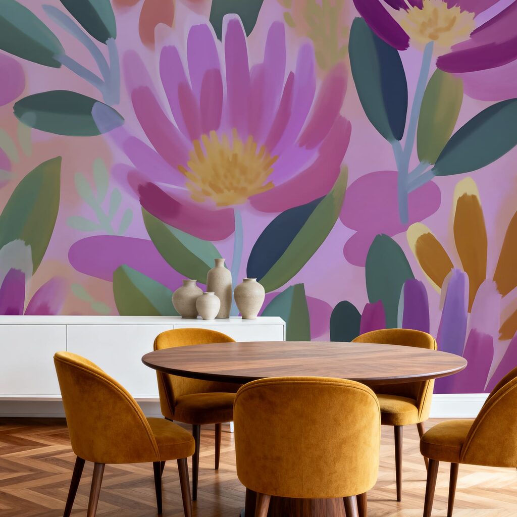 Bunte Blumen und Blätter