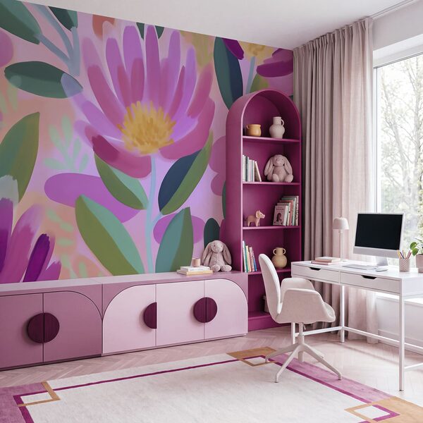 Bunte Blumen und Blätter