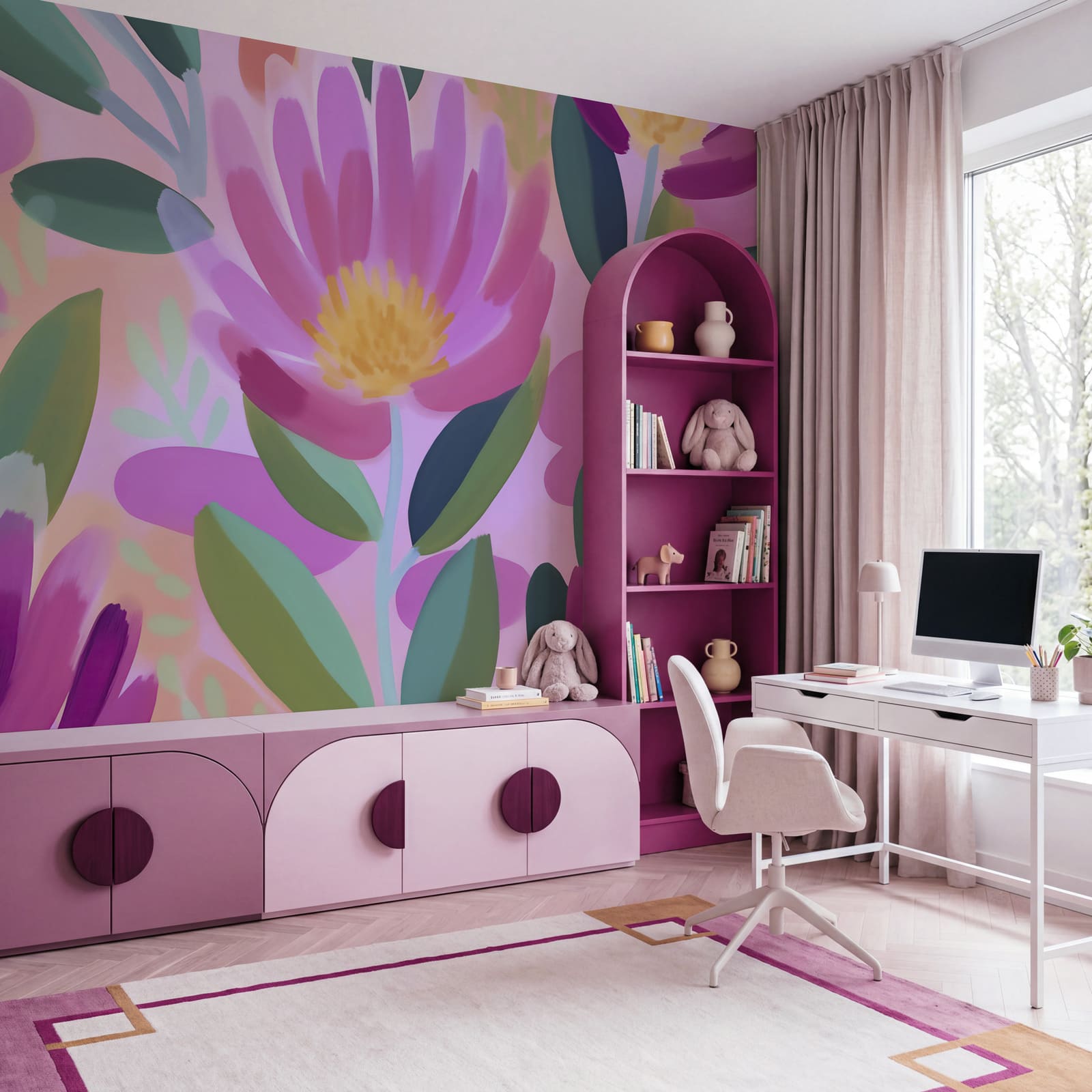 Bunte Blumen und Blätter