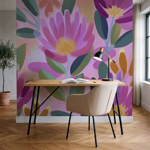 Bunte Blumen und Blätter