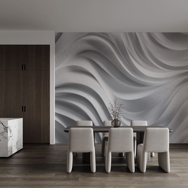 Weiße Wand mit Wellenlinien