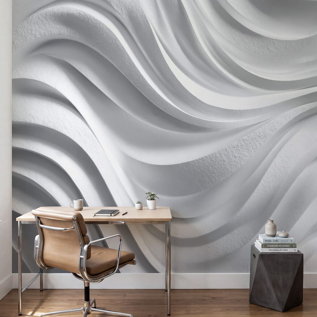 Weiße Wand mit Wellenlinien