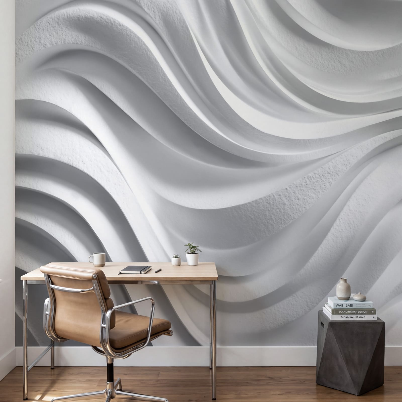 Weiße Wand mit Wellenlinien