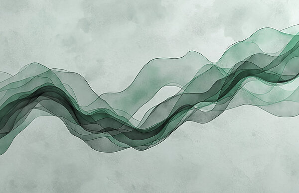 Green wavy lines on a white background