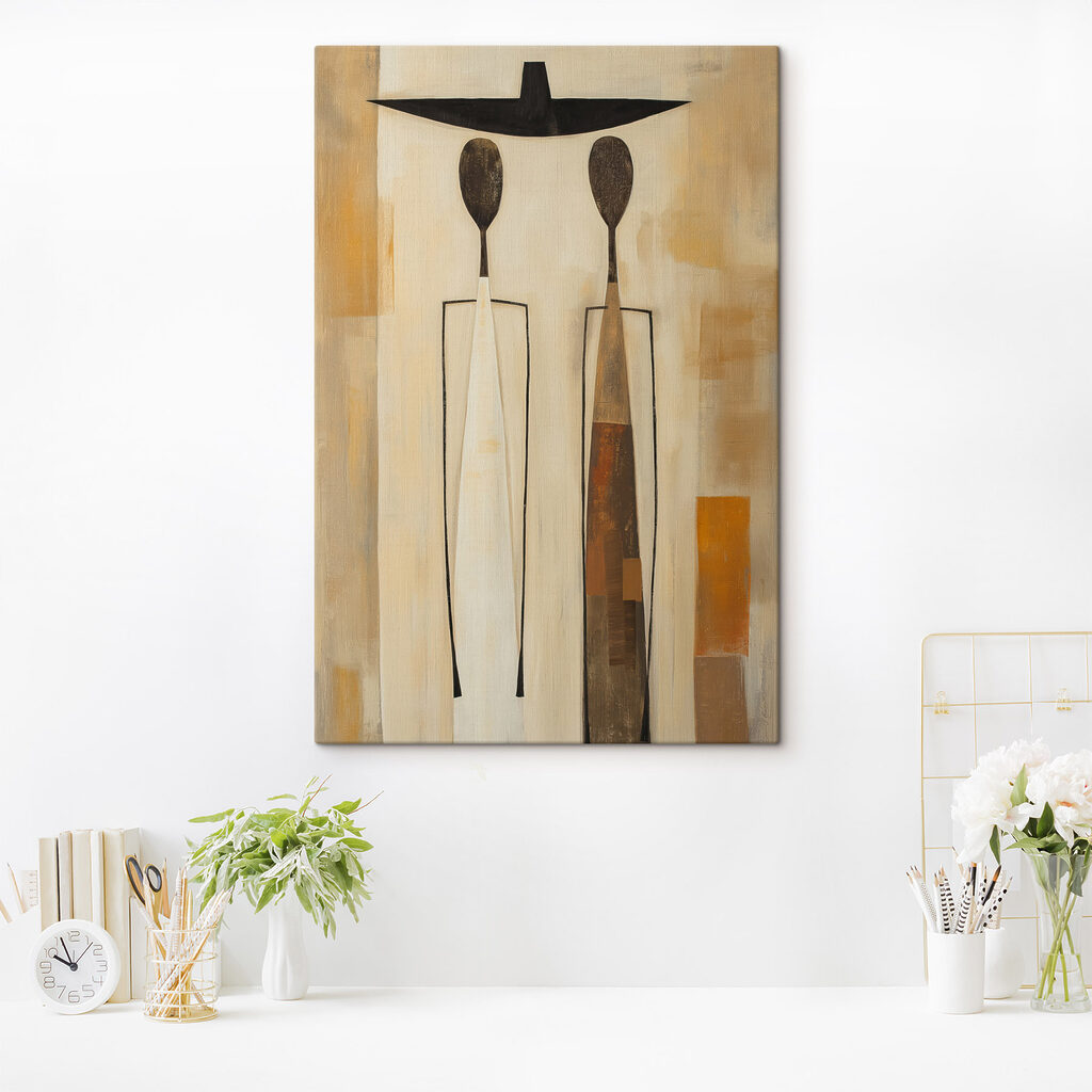 Painting of two vases with spoons Painting of two vases with spoons
