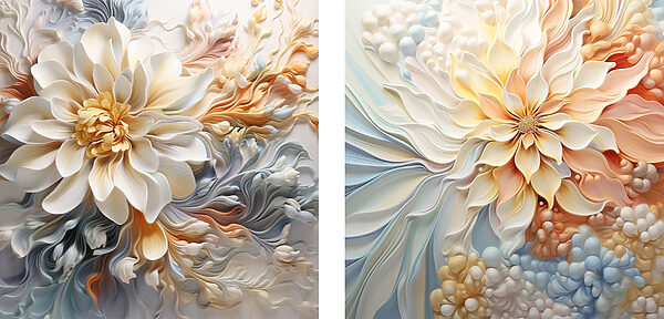 - Elegant blooms in soft pastel hues