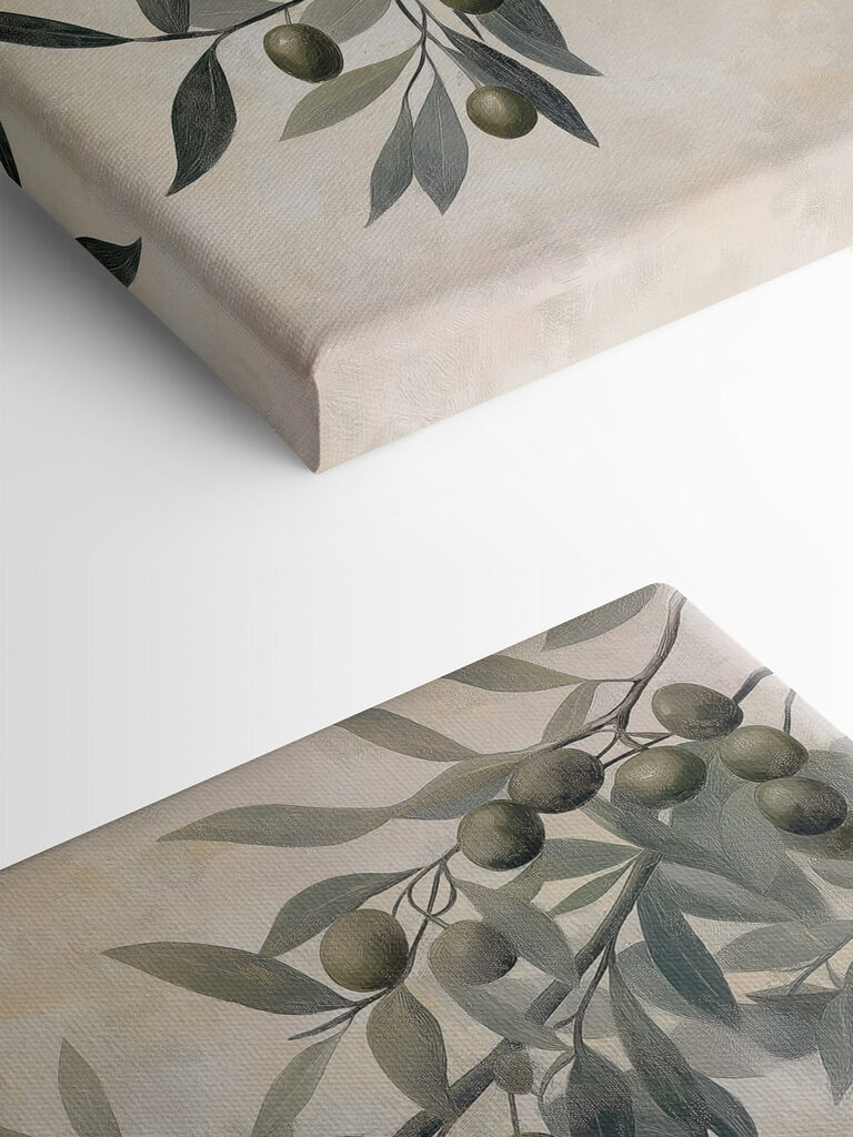 Branch with green leaves and fruits Branch with green leaves and fruits