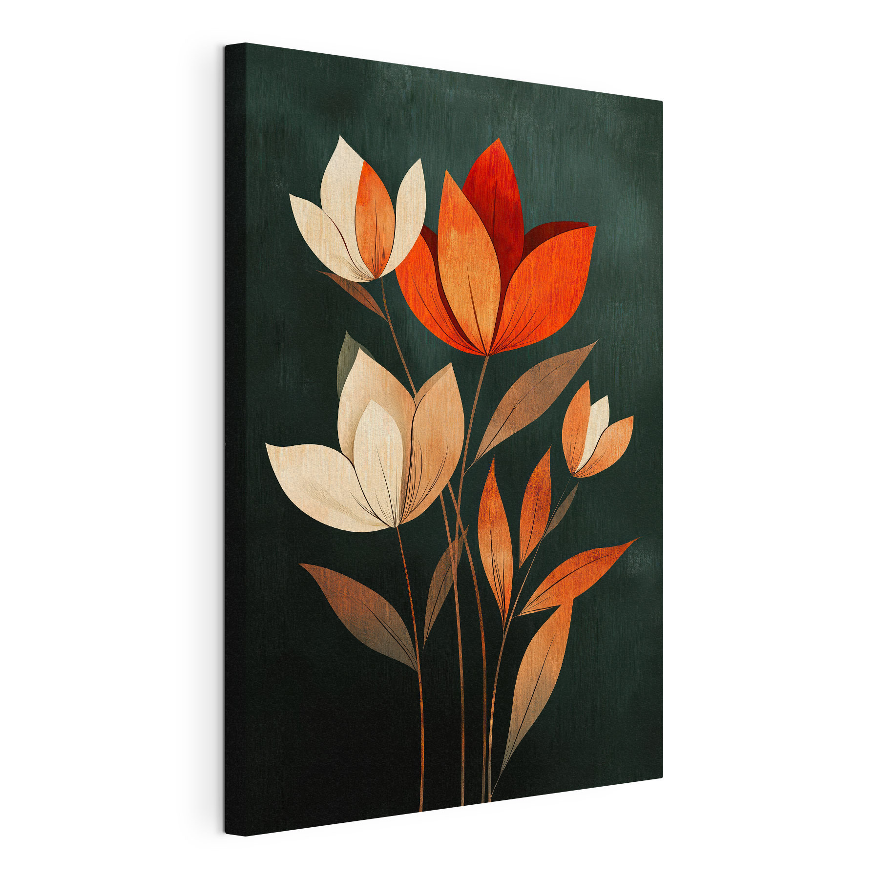 Painting of flowers with leaves