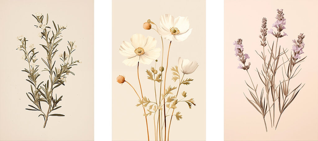 Painting of white flowers Painting of white flowers