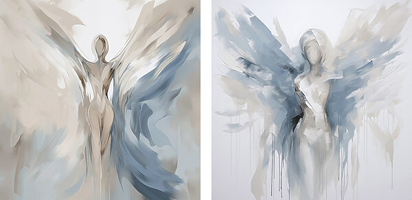 Painting of a woman with wings
