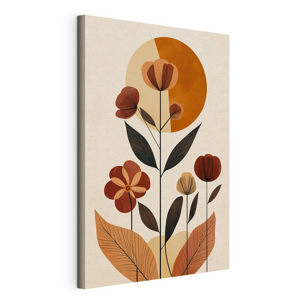 Flower with leaves and a circle