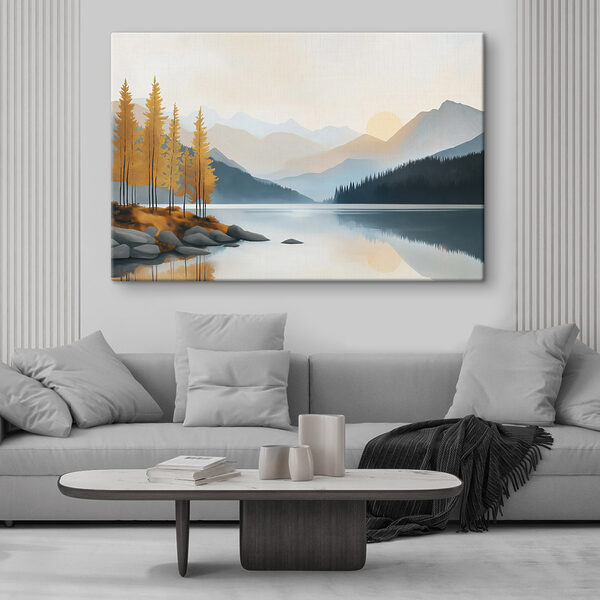 Lake with trees and mountains in the background Lake with trees and mountains in the background