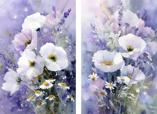 Delicate blooms dancing in soft hues Delicate blooms dancing in soft hues