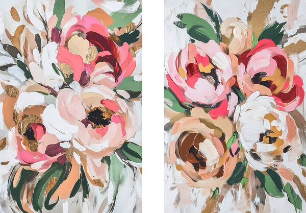 Painting of flowers on a white surface