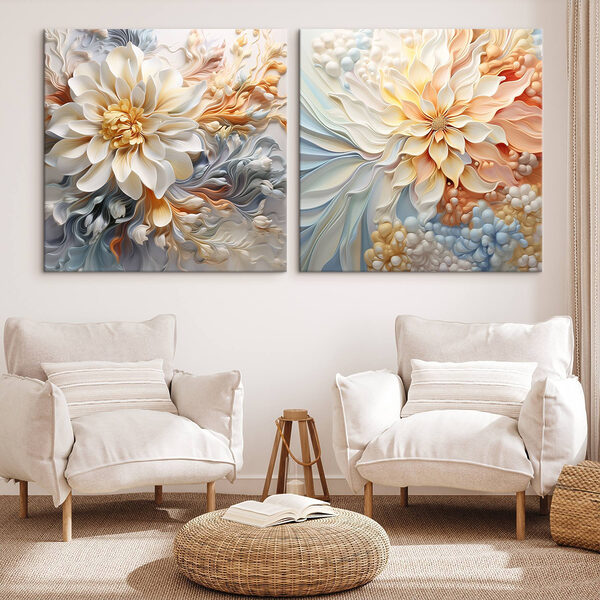 - Elegant blooms in soft pastel hues