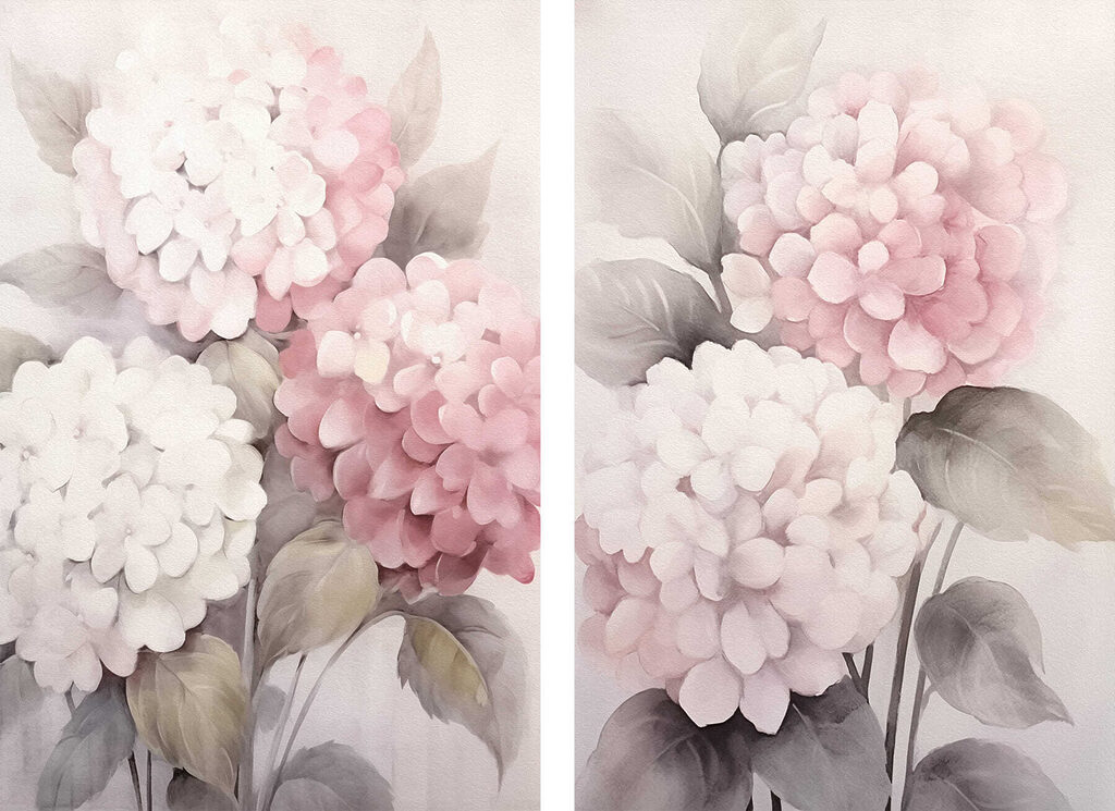 Painting of flowers on a white background Painting of flowers on a white background