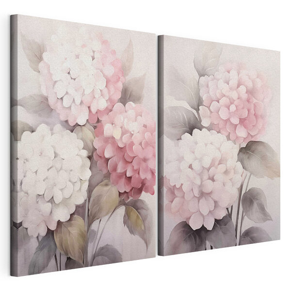 Gemälde mit Blumen auf weißem Hintergrund Modularer Leinwanddruck Gemälde mit Blumen auf weißem Hintergrund