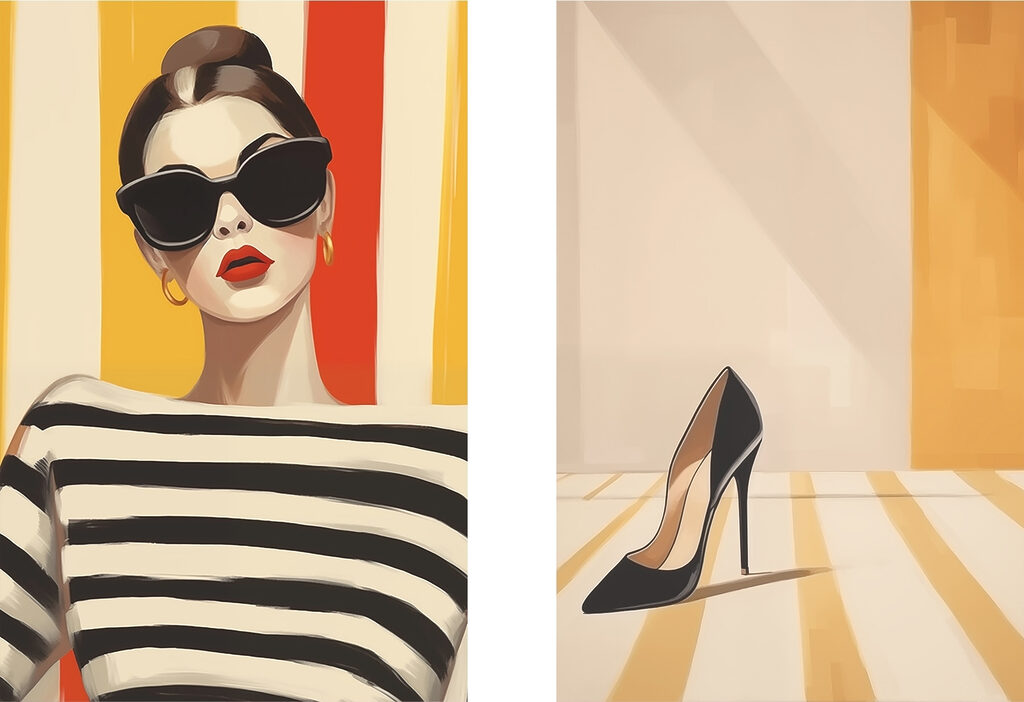 Woman wearing sunglasses and a striped shirt Woman wearing sunglasses and a striped shirt