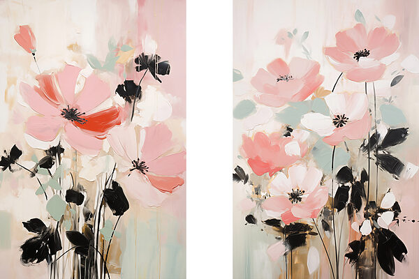 Painting of flowers on a white background Painting of flowers on a white background