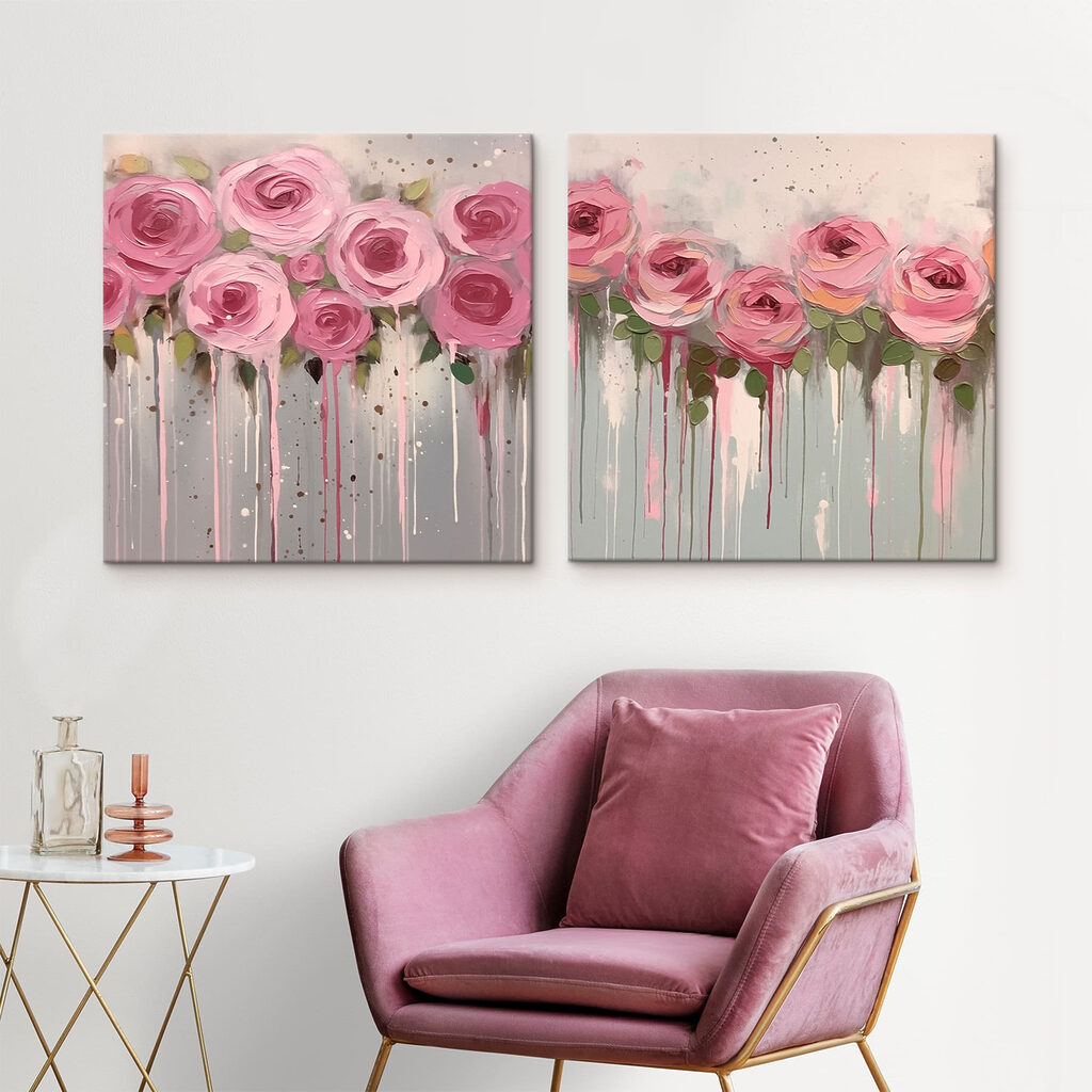 Painting of pink flowers Painting of pink flowers