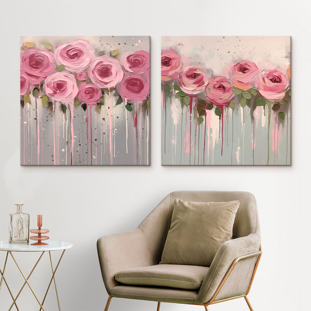 Painting of pink flowers Painting of pink flowers