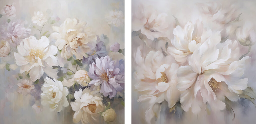 Painting of flowers on canvas Painting of flowers on canvas