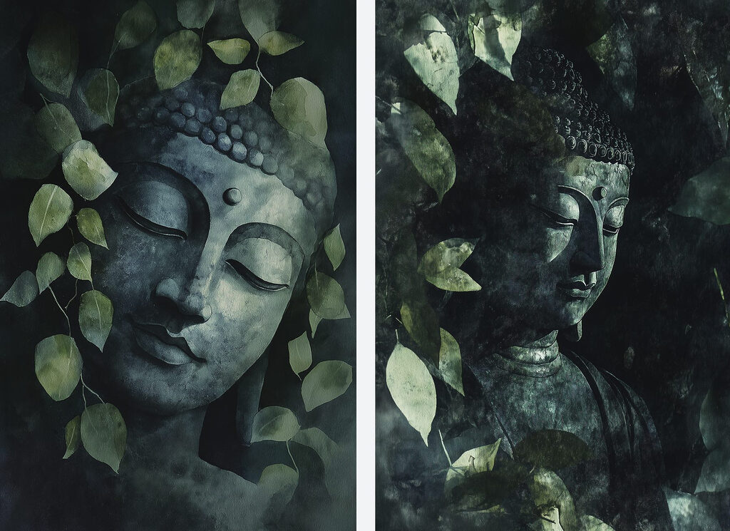 Serene Buddha amidst lush foliage