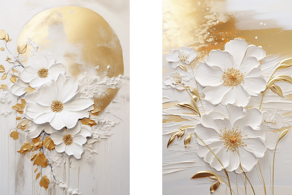 Painting of flowers and a moon Painting of flowers and a moon