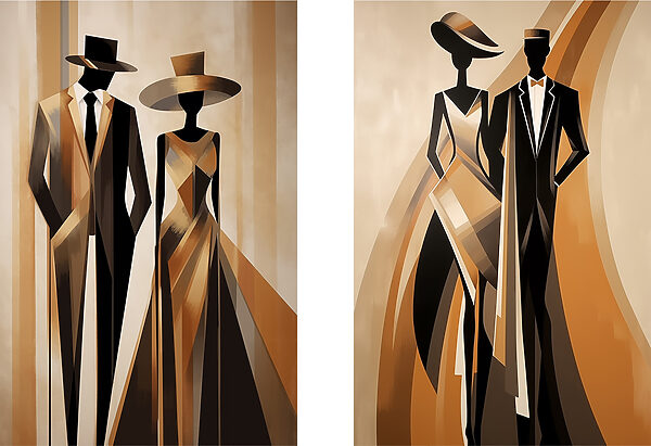 Couple of people in formal attire Couple of people in formal attire