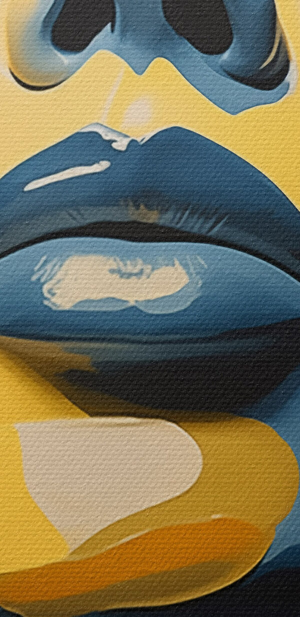 Woman's face with yellow paint dripping from her face