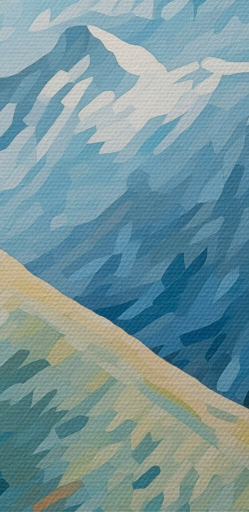 Painting of mountains and a river Painting of mountains and a river
