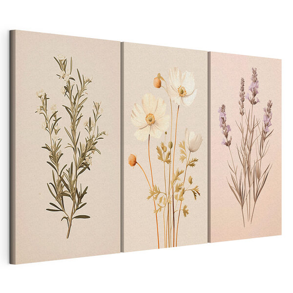 Gemälde mit weißen Blumen Modularer Leinwanddruck Gemälde mit weißen Blumen
