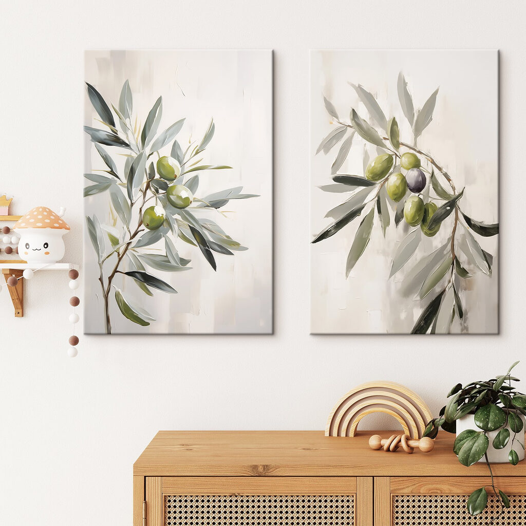 Painting of olives on a branch Painting of olives on a branch