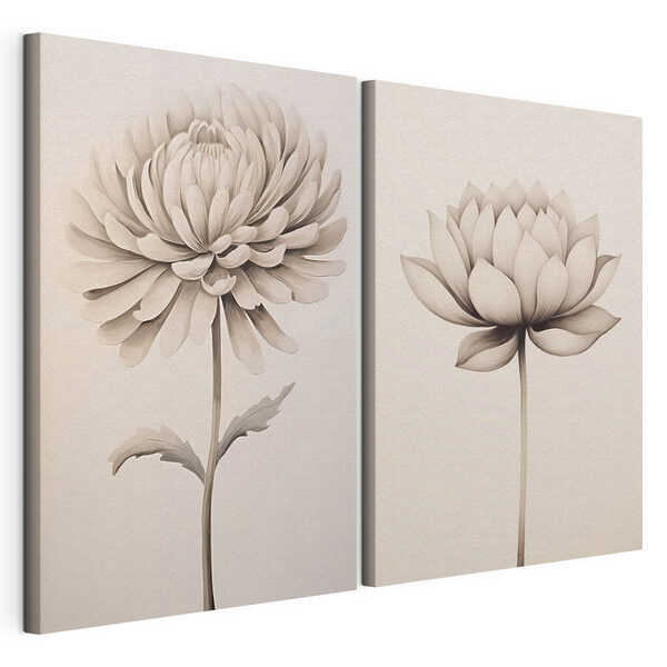 Zarte Blumen in sanften Farbtönen Modularer Leinwanddruck Zarte Blumen in sanften Farbtönen