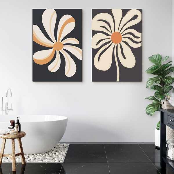 Bold floral designs in warm tones Bold floral designs in warm tones