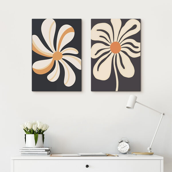 Bold floral designs in warm tones Bold floral designs in warm tones