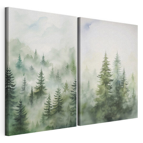 Painting of trees in the fog Painting of trees in the fog