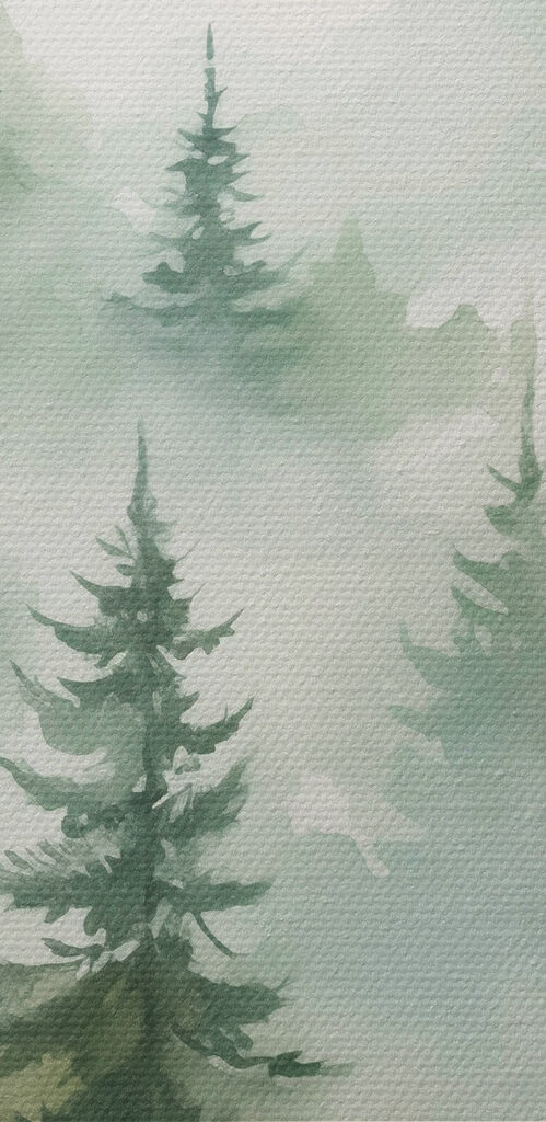 Painting of trees in the fog Painting of trees in the fog