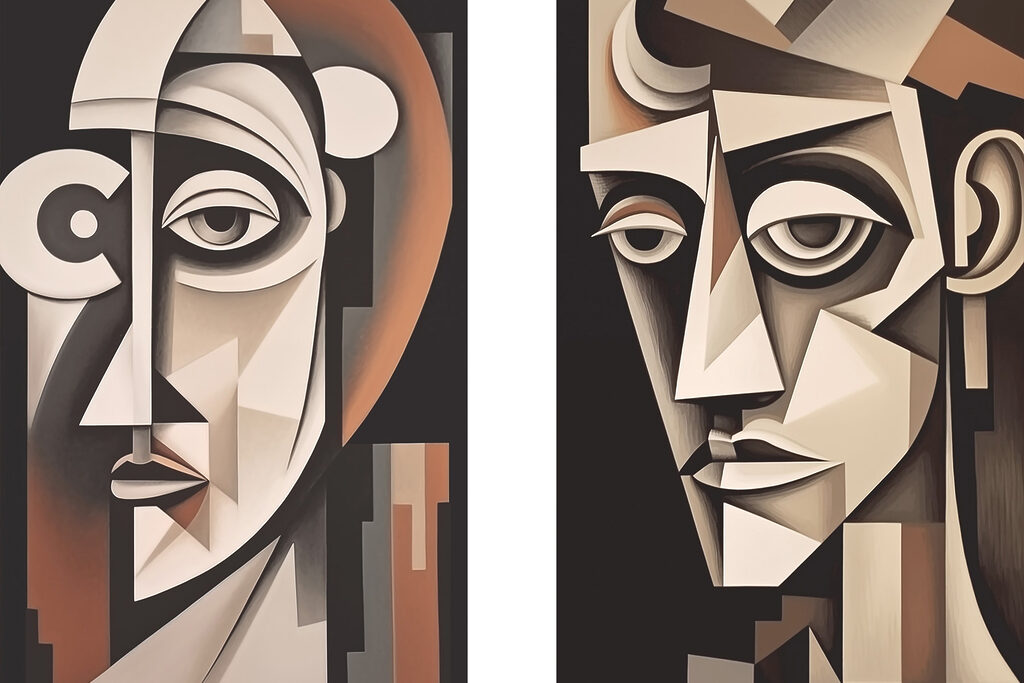 Couple of paintings of a man and woman Couple of paintings of a man and woman