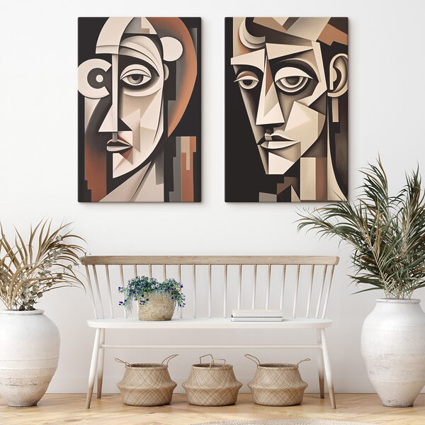 Couple of paintings of a man and woman Couple of paintings of a man and woman