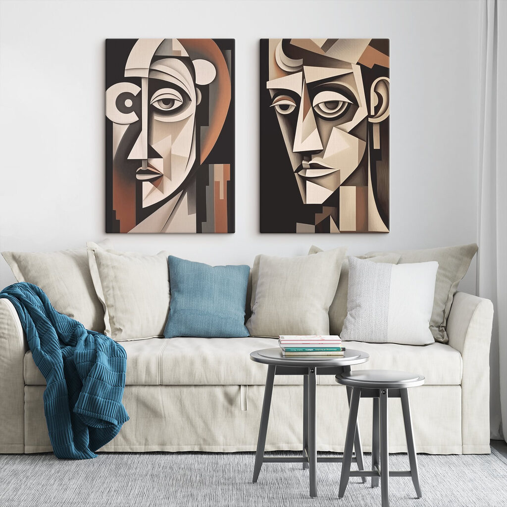 Couple of paintings of a man and woman Couple of paintings of a man and woman