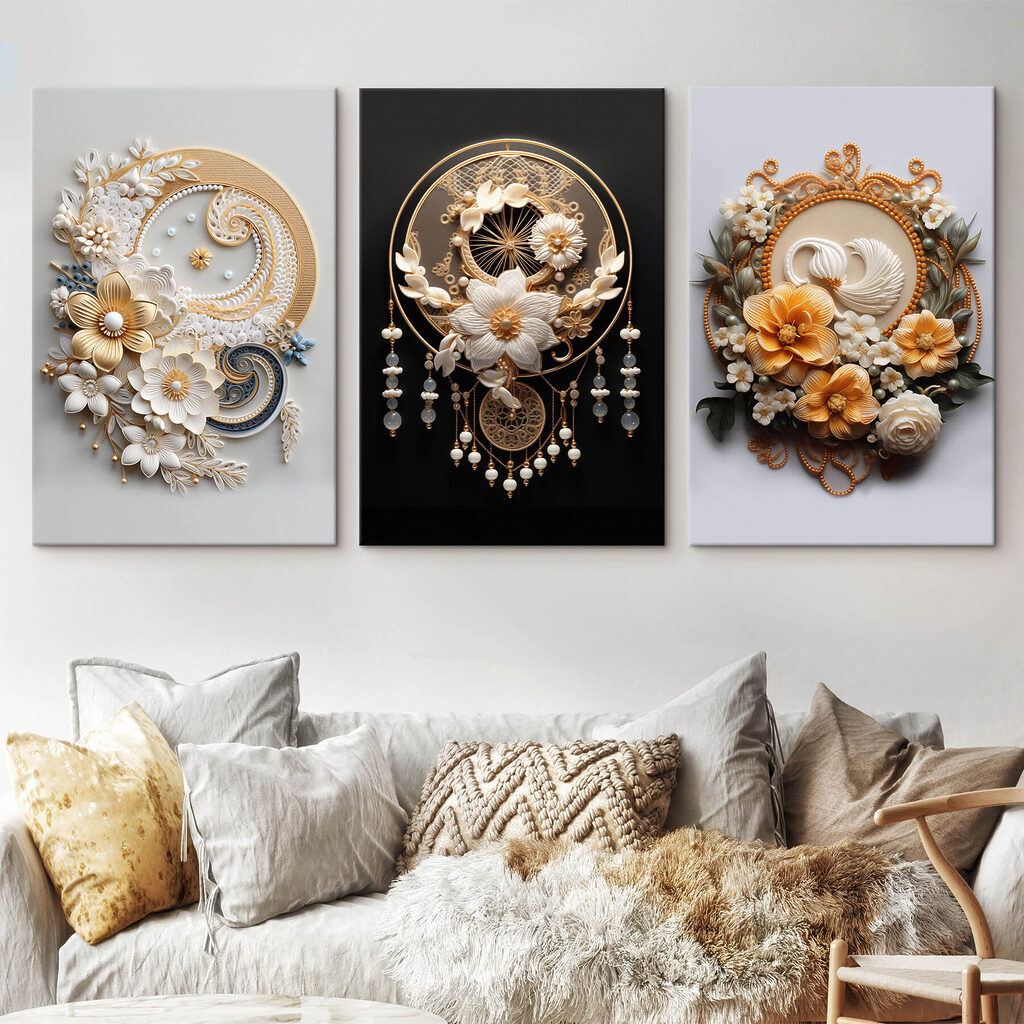 Collage of images of flowers and leaves