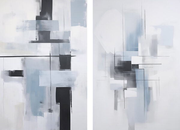 Painting of a grey and black art Painting of a grey and black art
