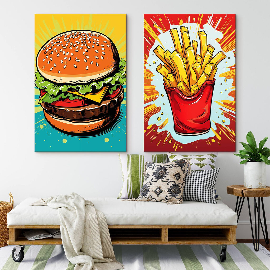 Burger and fries in a red bag